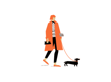 Riverscape illustration sample dog walker